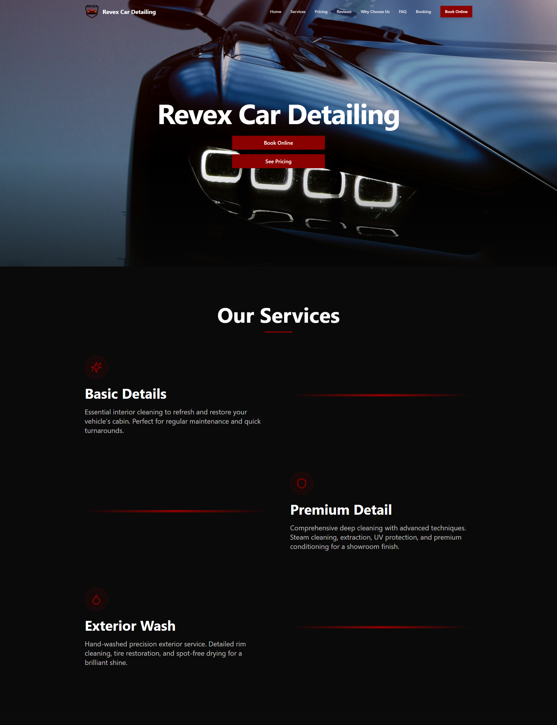 Revex Car Detailing Website