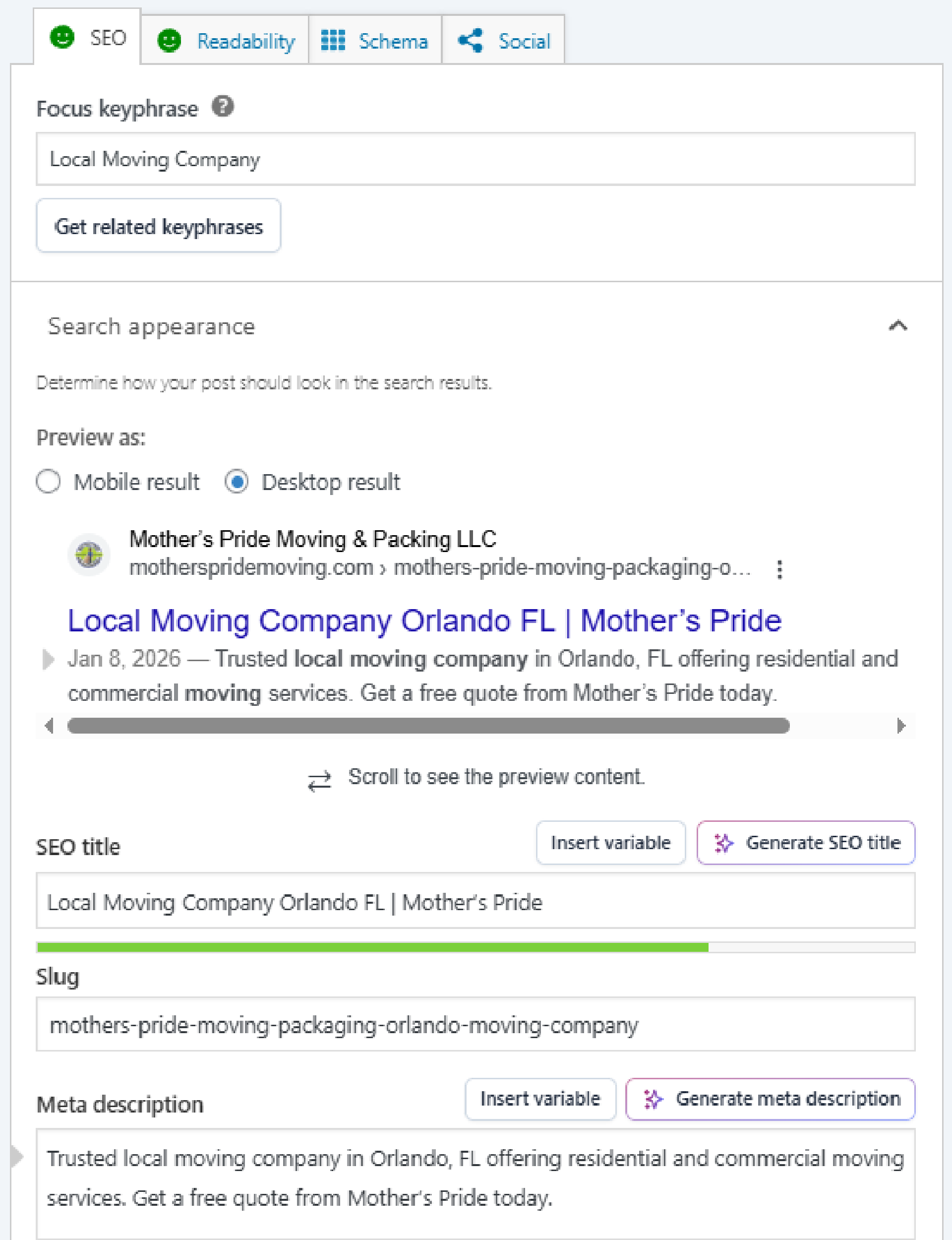 Yoast SEO Optimization